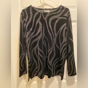 Shimmery Black and Silver Patterned Women's Top